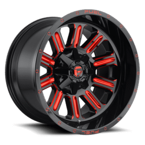 Fuel Off-Road D621 Hardline Gloss Black w/ Candy Red Wheel for 2007-2020 Wrangler JK/JL 2011-2020 Grand Cherokee WK2 and 2020 Gladiator JT