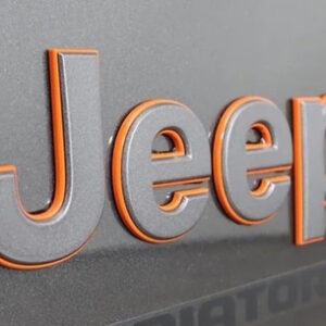 Mopar Orange and Gray "Jeep" Fender Badge for 2018-2025 Wrangler JL and 2020-2025 Gladiator JT