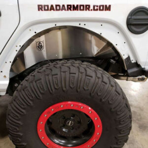Road Armor Stealth Rear Fender Liner Body Armor in Raw Stainless Steel for 2018-2023 Wrangler JL